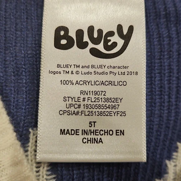 Nwt BLUEY Toddler Girl  White and Blue Cardigan - Picture 6 of 7